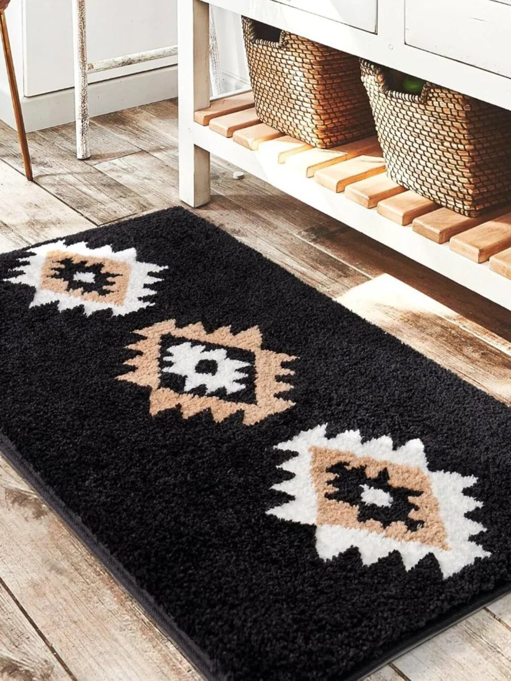 Black Bathroom Rug Mat 20x32